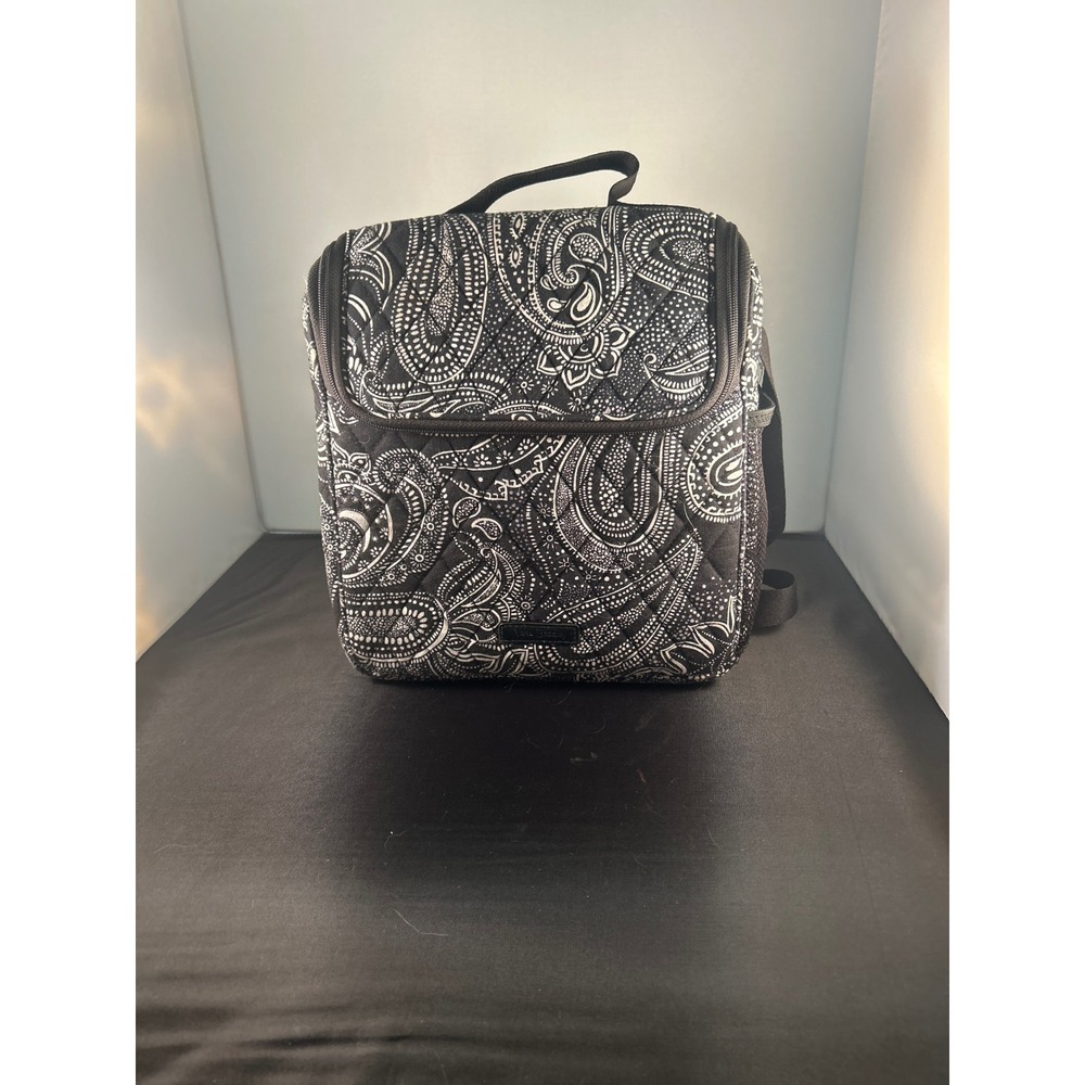 Vera Bradley Black & White Paisley Lunch‎ Box Cooler Bag Top Handle Strap